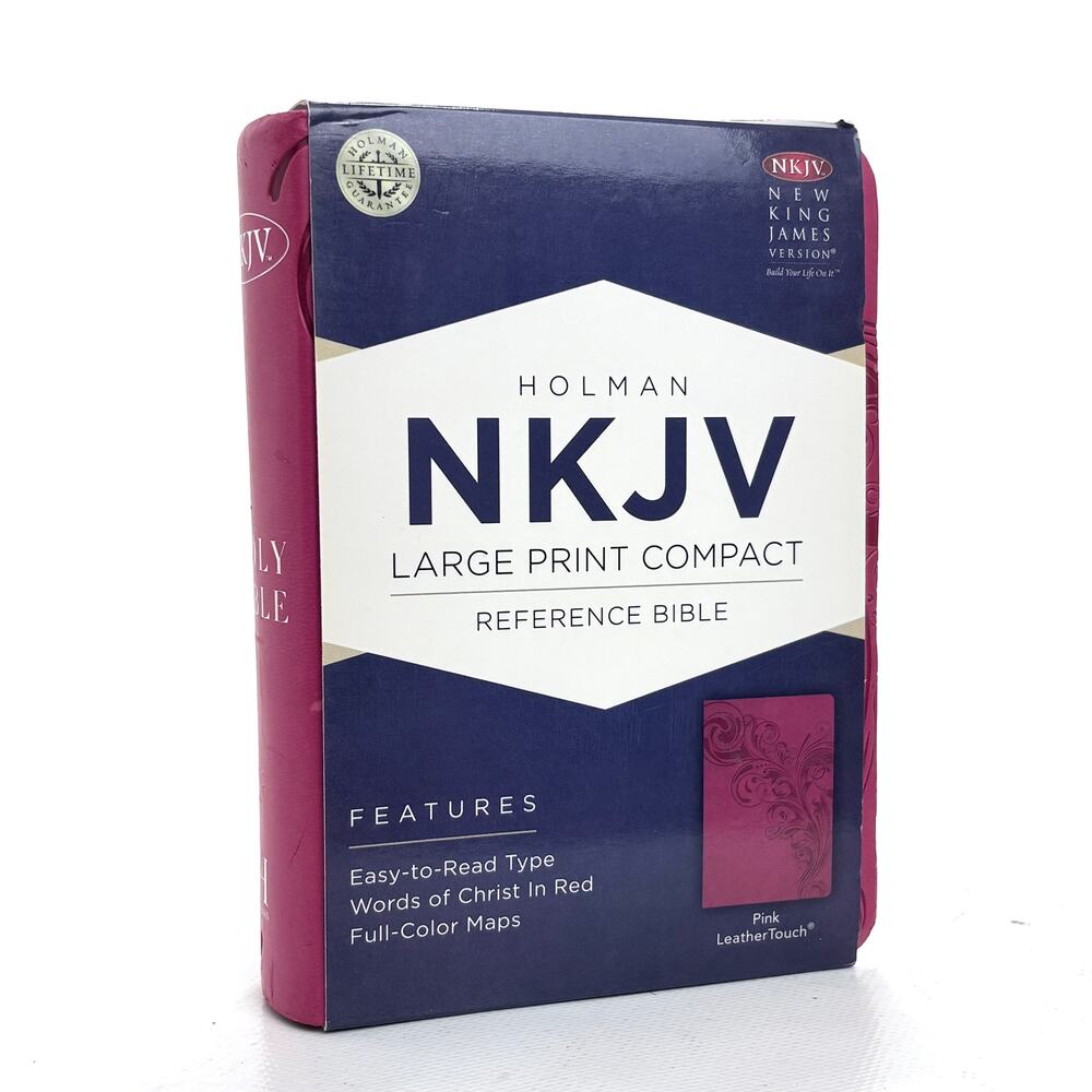 Holman NKJV Large Print Compact Reference Bible Pink 6x4.25 Inches
